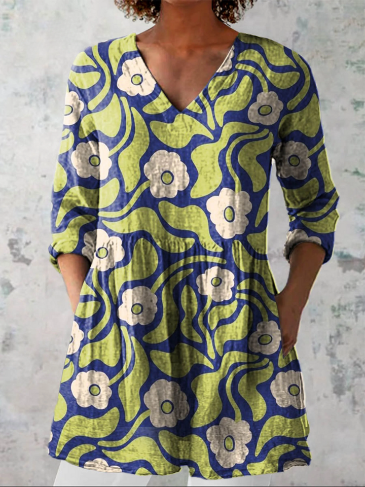 LETIZIA™ - Long V-Neck Blouse