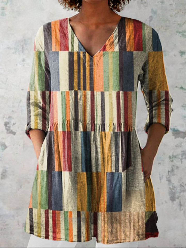ALESSIA™ - Long V-Neck Blouse