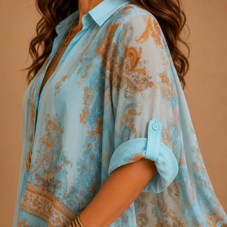 Solange™ - Elegant Mediterranean Blouse Dress