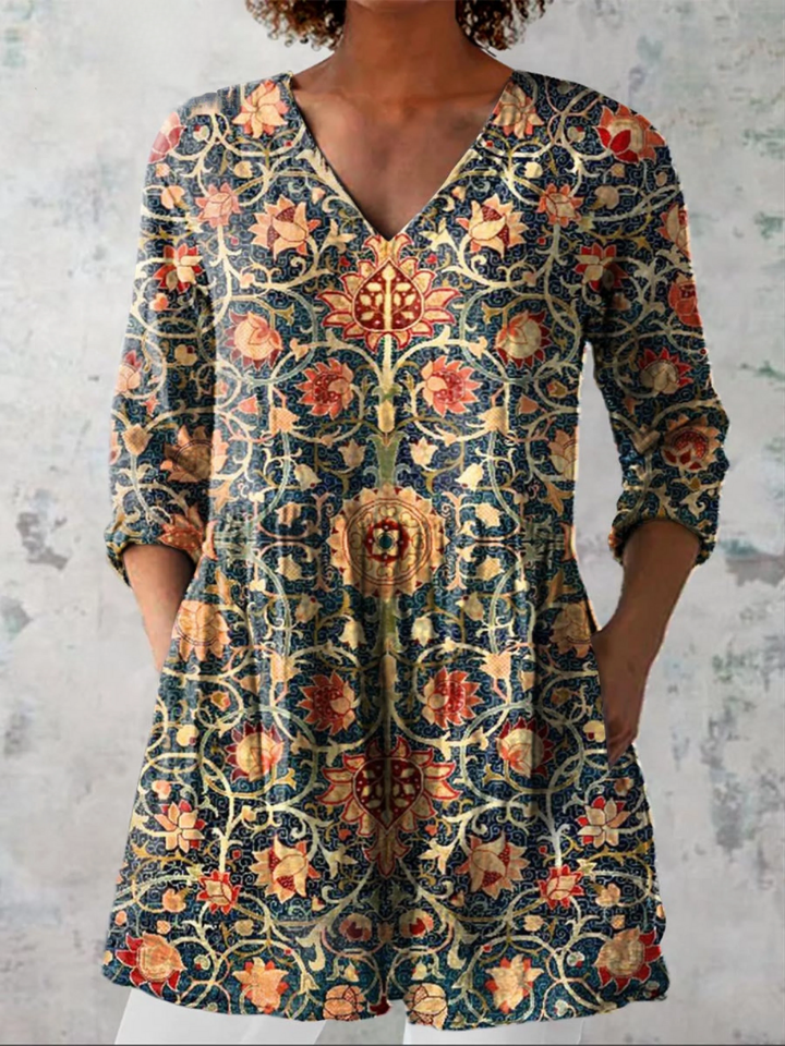 LAURETTA™ - Long V-Neck Blouse