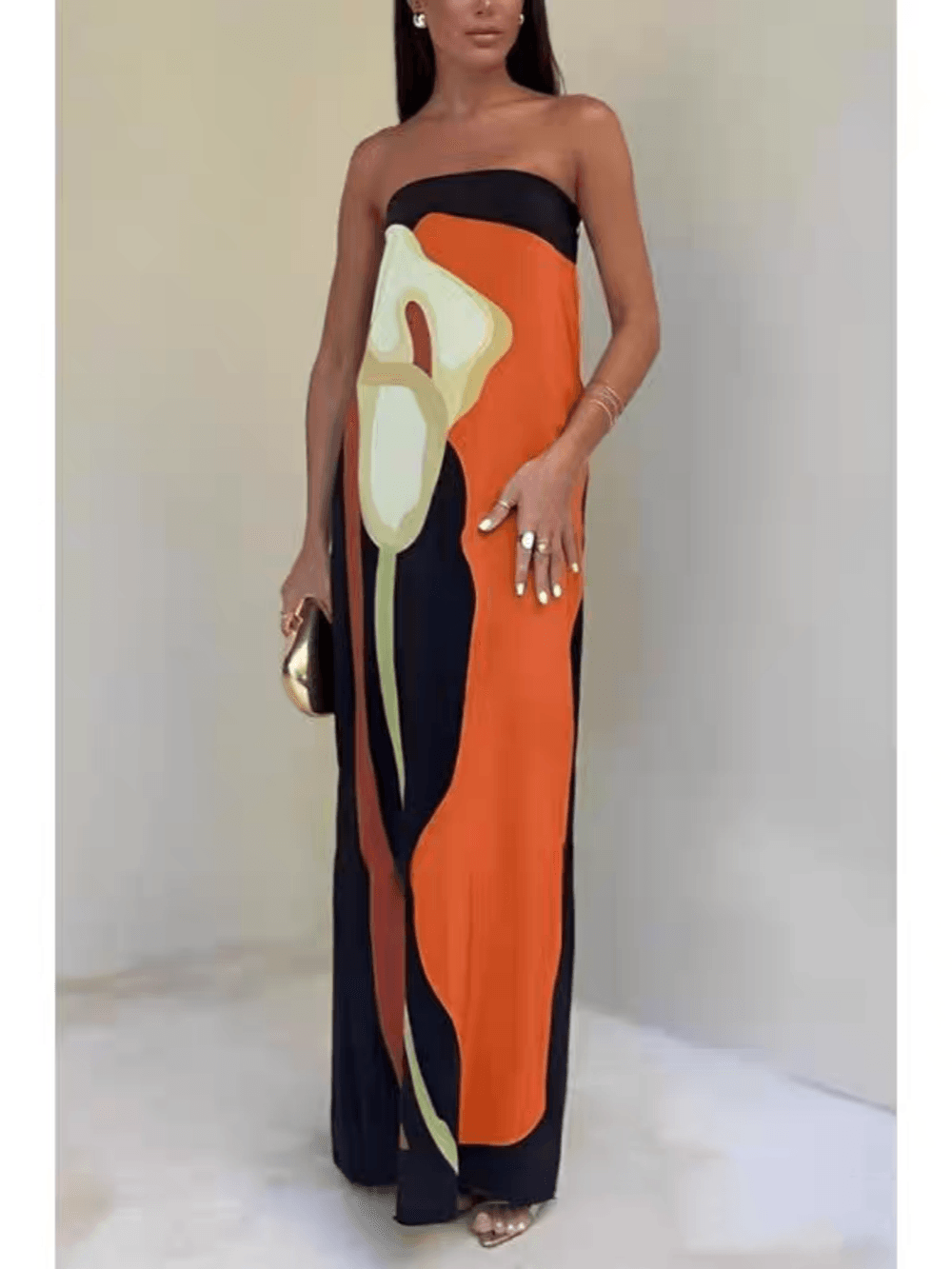 Elowyn™ - Coastal Chic Strapless Printed Maxi Party Dress