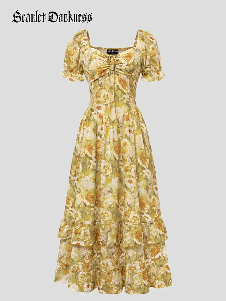 Victoria Off Shoulder Double-Layer Hem Dress with Pockets