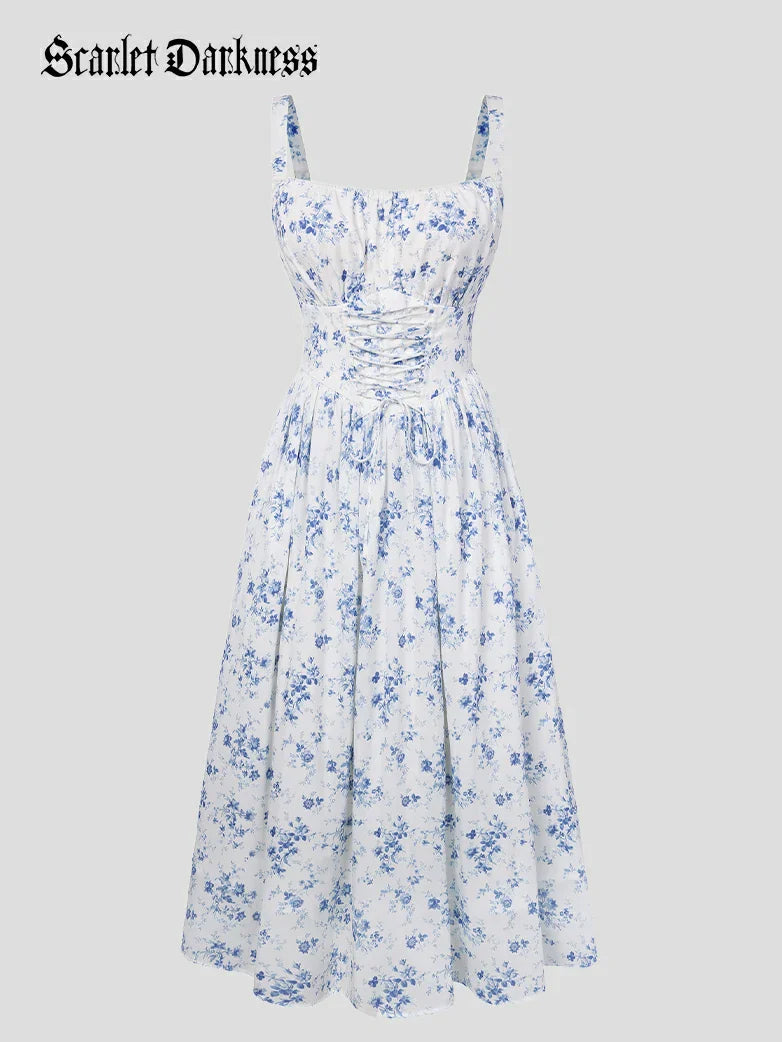 GENEVIEVE™ - Floral Chiffon Flared Sundress
