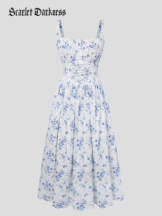 GENEVIEVE™ - Floral Chiffon Flared Sundress