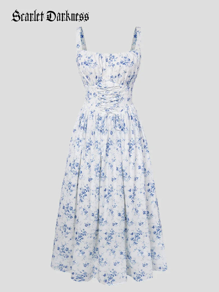 GENEVIEVE™ - Floral Chiffon Flared Sundress