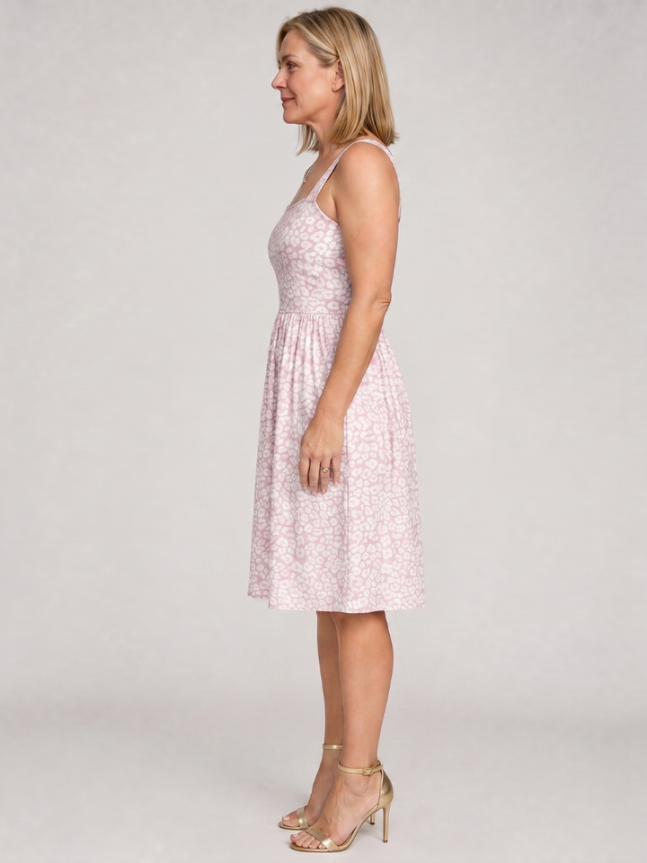 Guinevere™ - Square Neck Floral Print Knee Length Dress