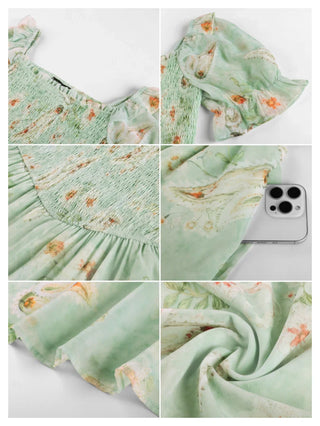 ARLETTE™ - Puff-Sleeve Chiffon Pocket Dress