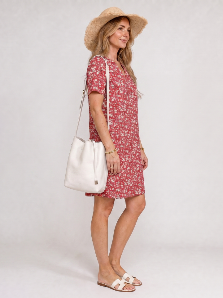 Damaris™ - Short Sleeve Geometric Print Knee Length Dress