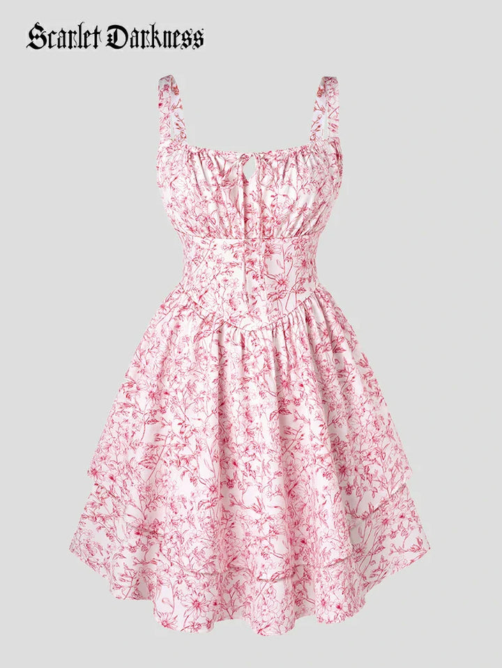 BERTHE™ - Summer Floral Puffy Corset Dress