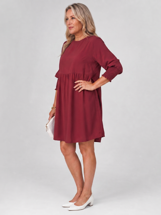 Rosalind™ - Long Sleeve Smocked Cuffs Mini Dress
