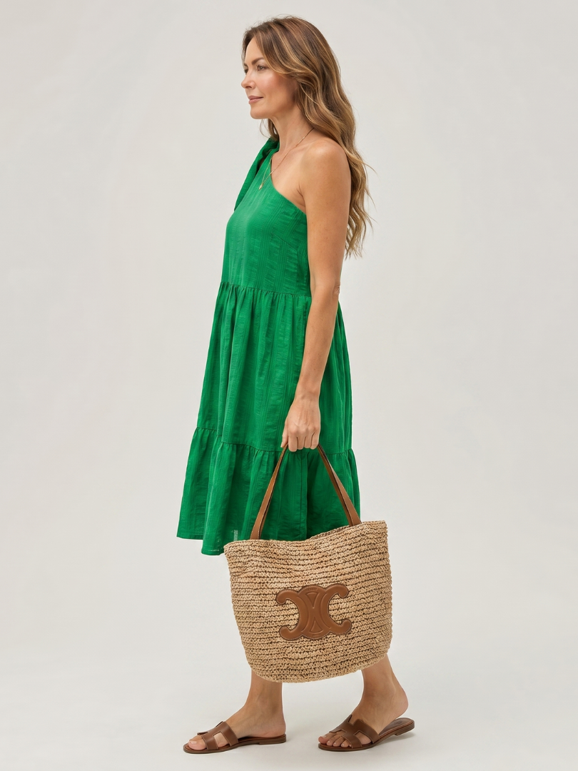 Elysia™ - One Shoulder Bow Detail Knee Length Dress