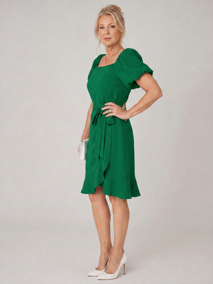 Corvina™ - Short Puff Sleeve Side Tie Detail Mini Dress