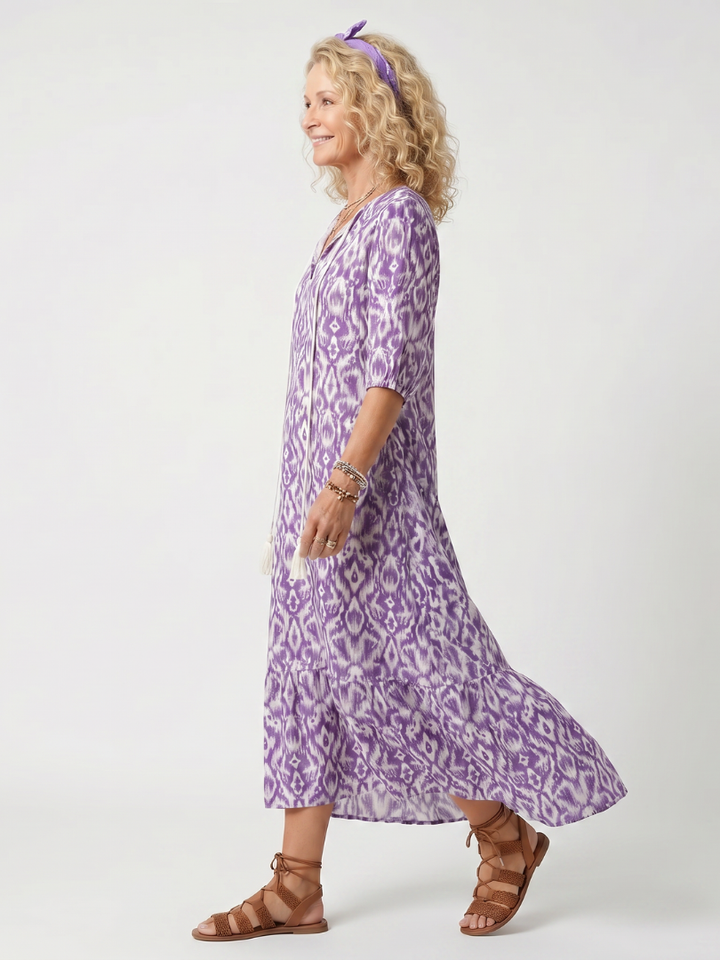 EUDOXIE - Printed Tassel-Tie Midi Dress
