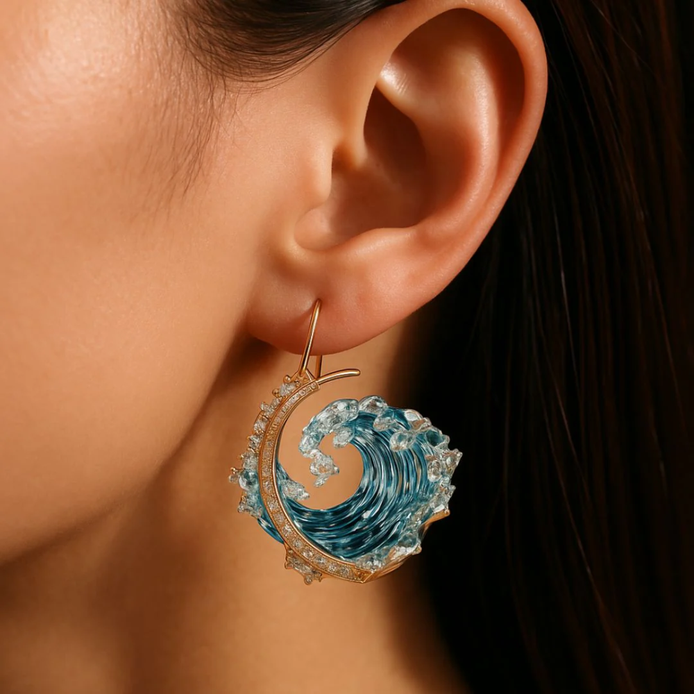 MARISETTE - Gold Wave Drop Earrings