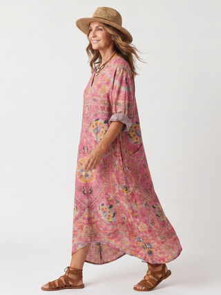 HORTENSIA - Abstract Print Pocket Midi Dress