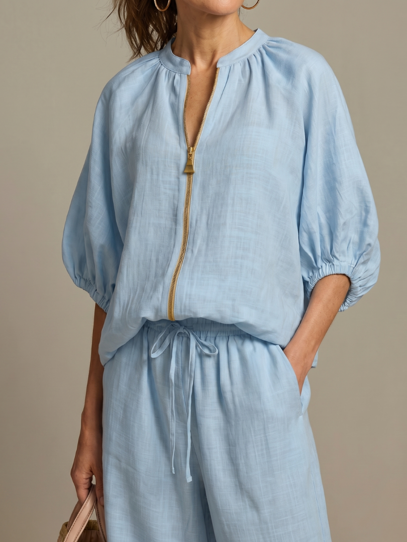 VERONA™ - Zip Blouson & Wide-Leg Pant Set