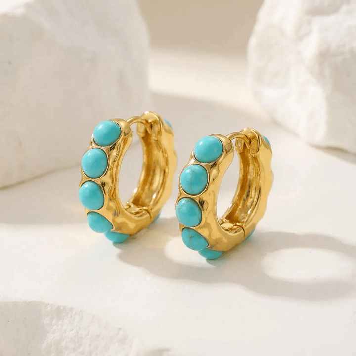 ARLETTE - Turquoise Sculpted Hoop Earrings