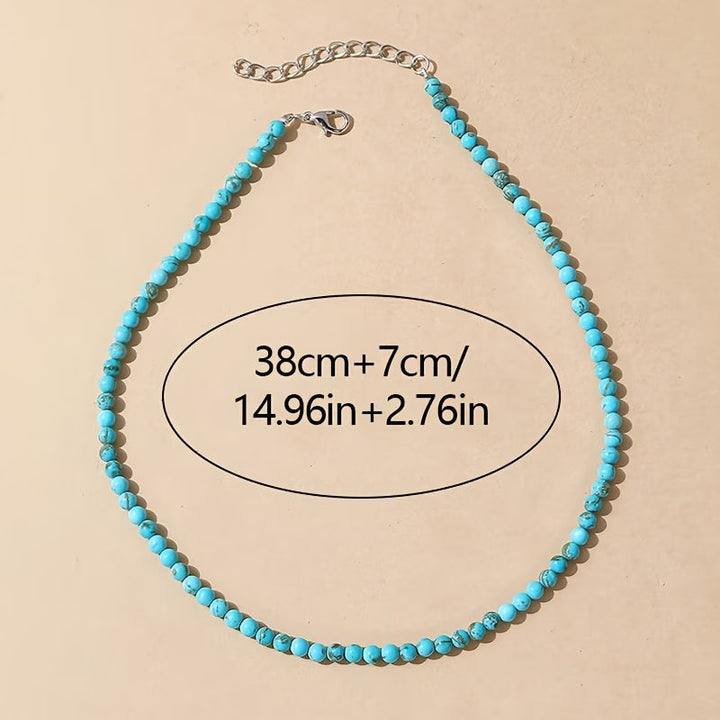 DELPHINE - Classic Turquoise Bead Necklace