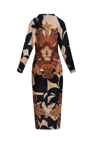 Yolanda™ - Sun Escape Unique Print Dolman Midi Dress