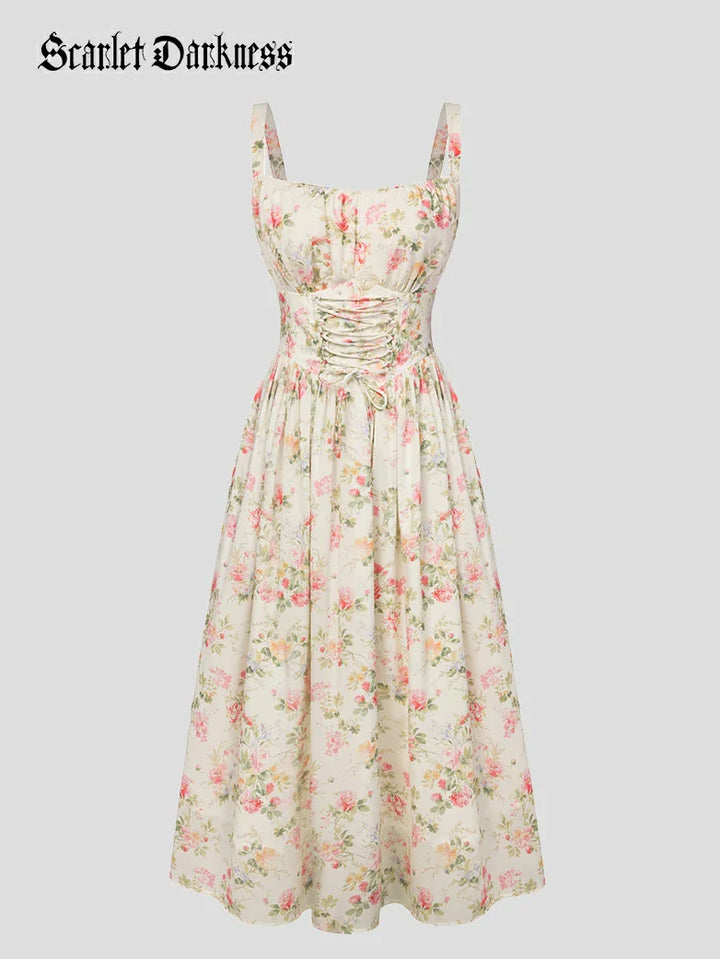 GENEVIEVE™ - Floral Chiffon Flared Sundress