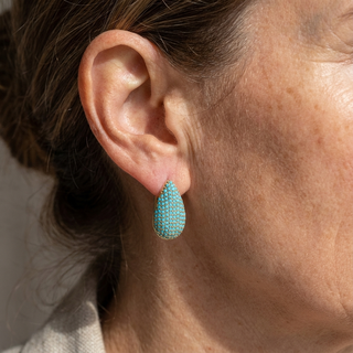 MARISOL - Turquoise Pavé Teardrop Hoops
