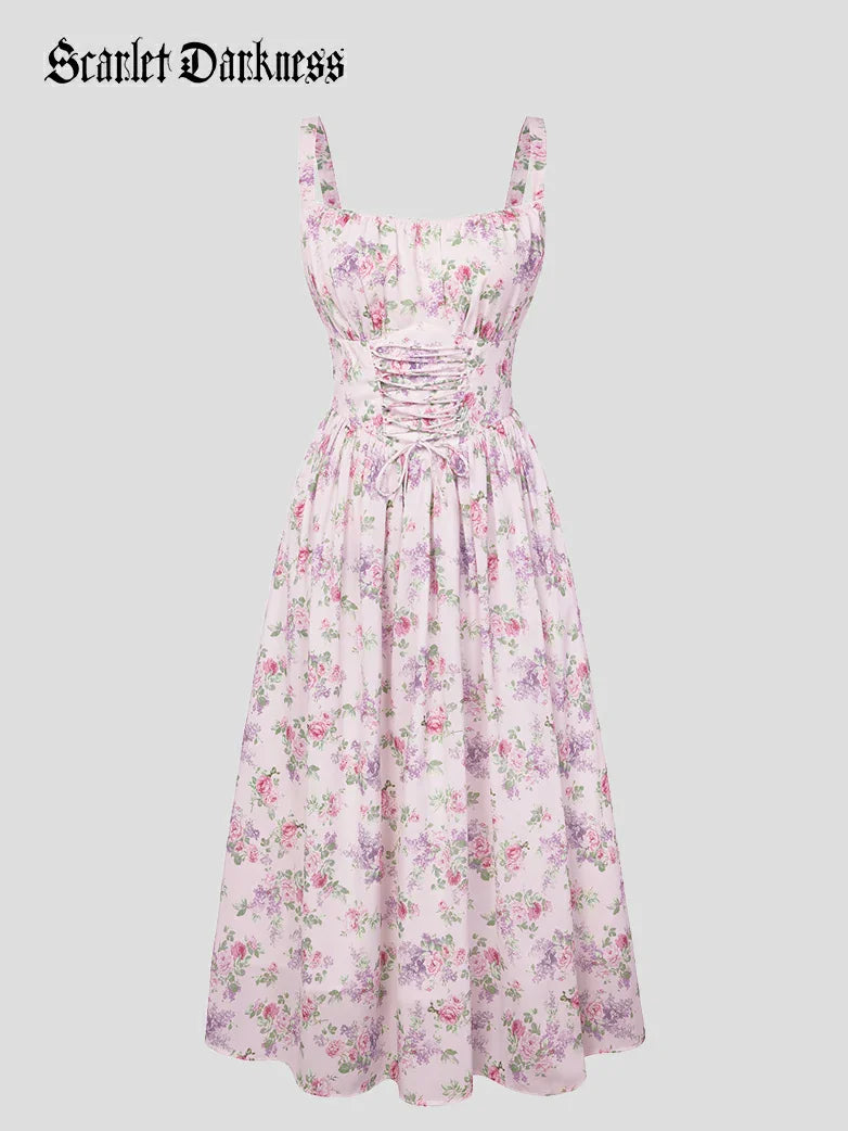 GENEVIEVE™ - Floral Chiffon Flared Sundress