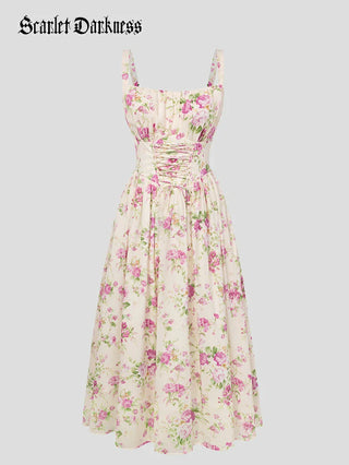 GENEVIEVE™ - Floral Chiffon Flared Sundress