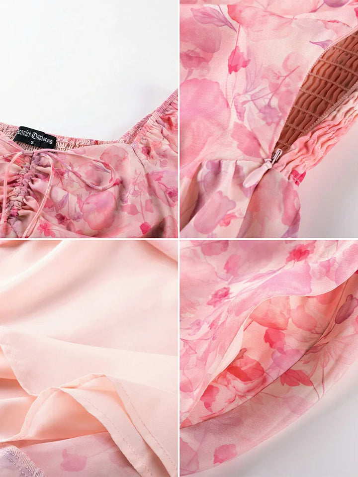 CONSTANCE™ - Off-Shoulder Double-Layer Floral Dress
