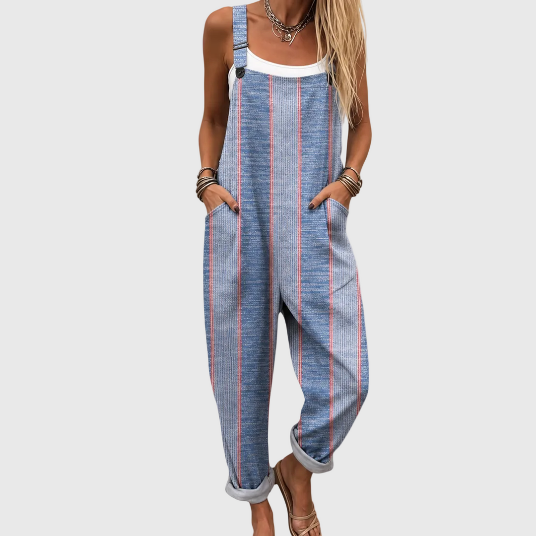 TOVA - Blue Striped Relaxed Overalls