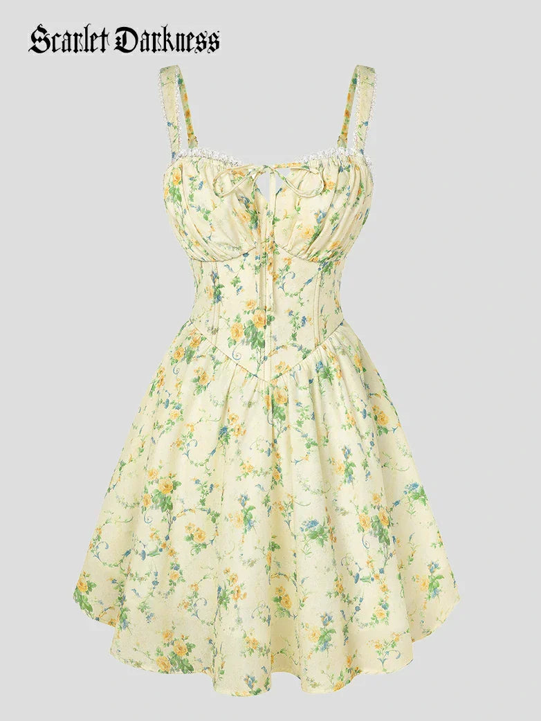 Victoria Corset floral A-Line Dress for Vacation