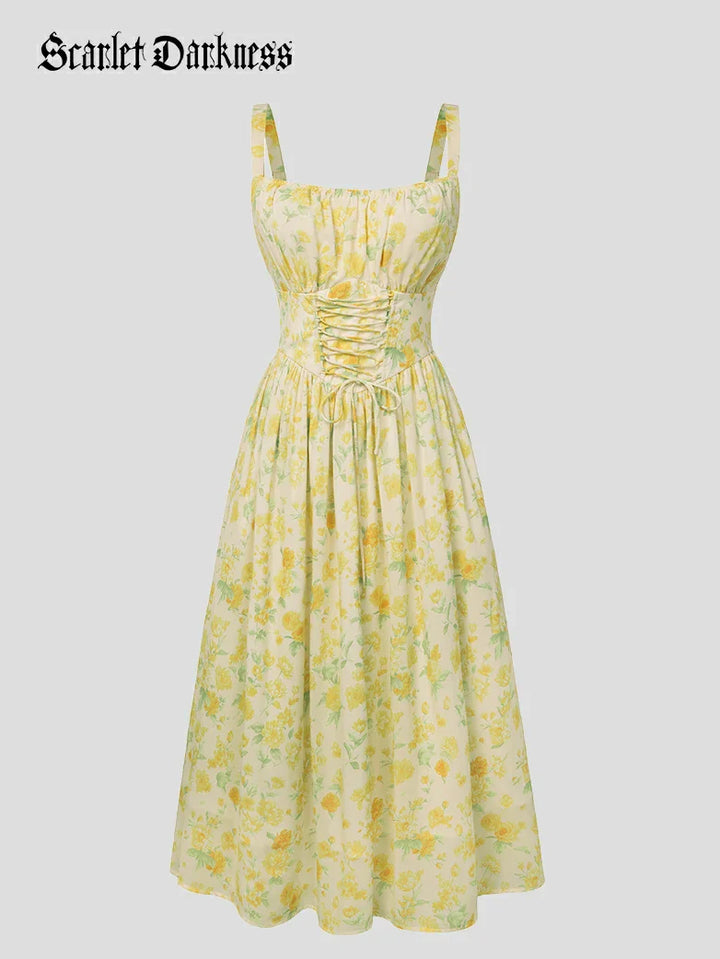 GENEVIEVE™ - Floral Chiffon Flared Sundress