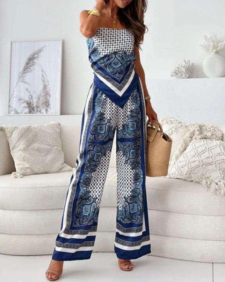 Ianthe™ - Vacation Ready Stylish Lace-Up Vest & Pants Two-Piece Set Dress