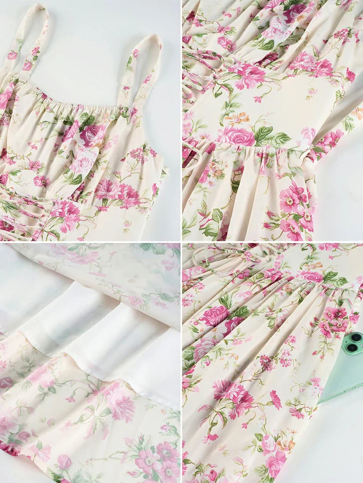 GENEVIEVE™ - Floral Chiffon Flared Sundress