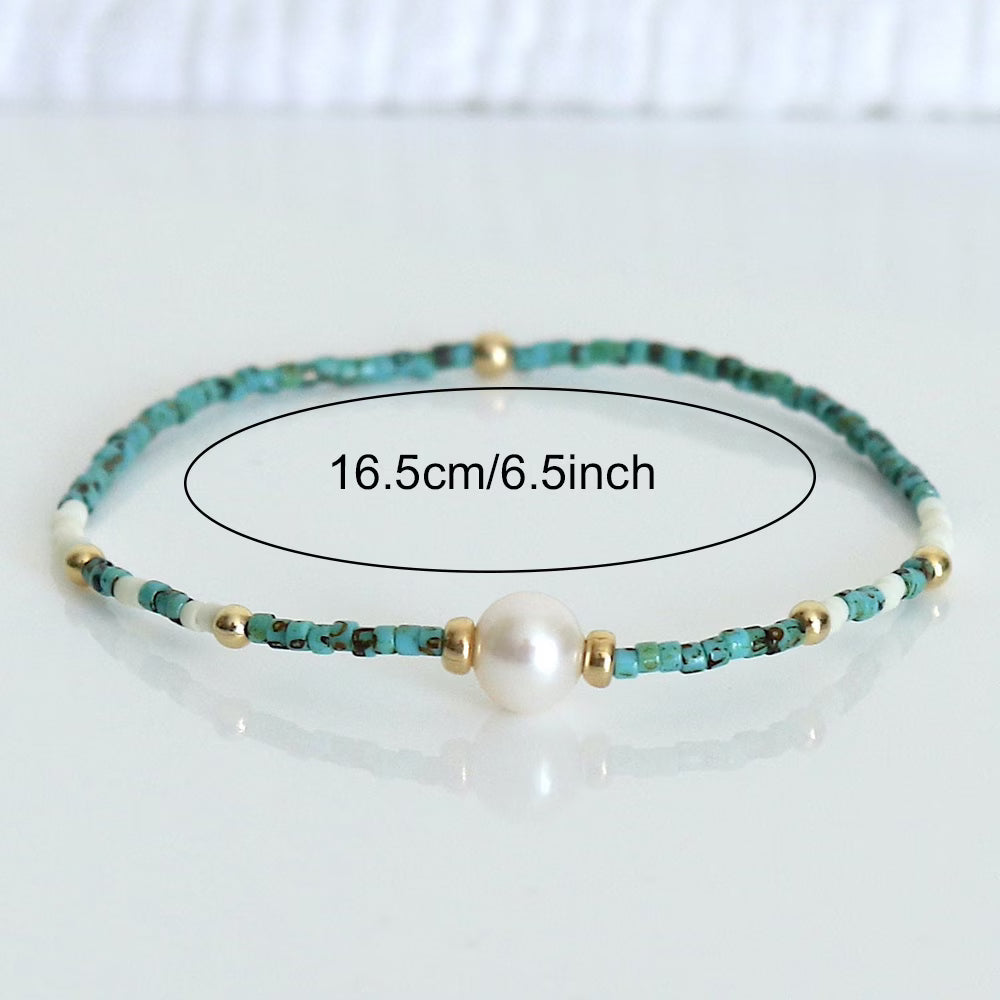 LUCIENNE - Minimal Turquoise Pearl Bracelet