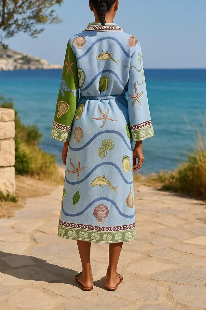 Marcelline™ - Belted Printed Twill Midi Shirt Dress