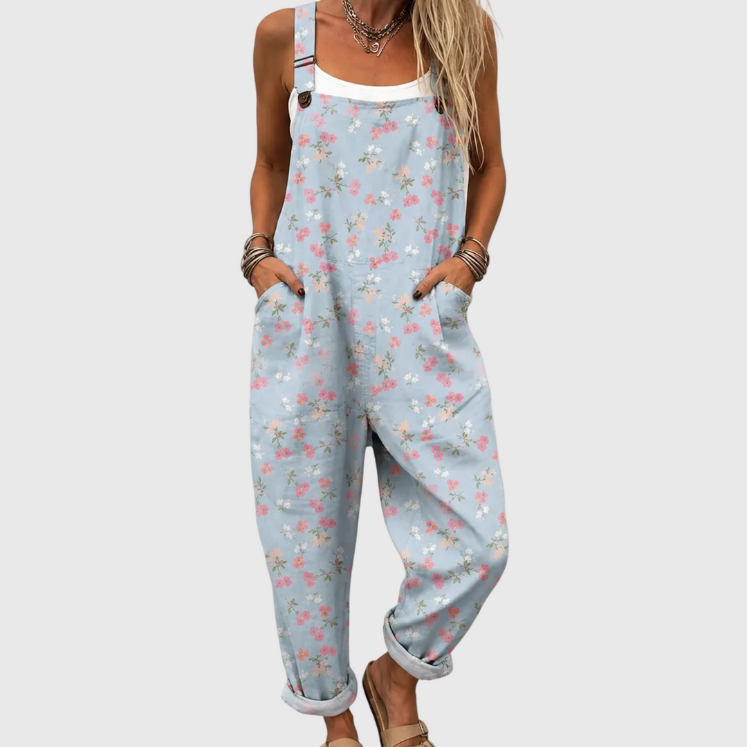 LARK - Blue Floral Print Jumpsuit