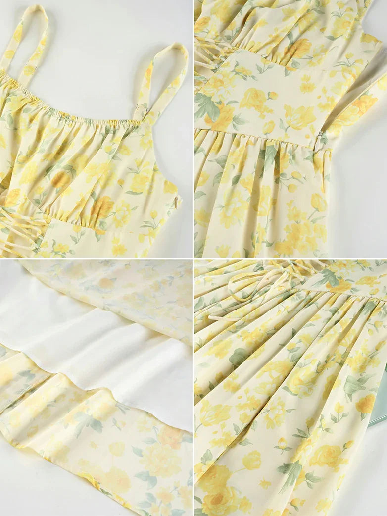 GENEVIEVE™ - Floral Chiffon Flared Sundress