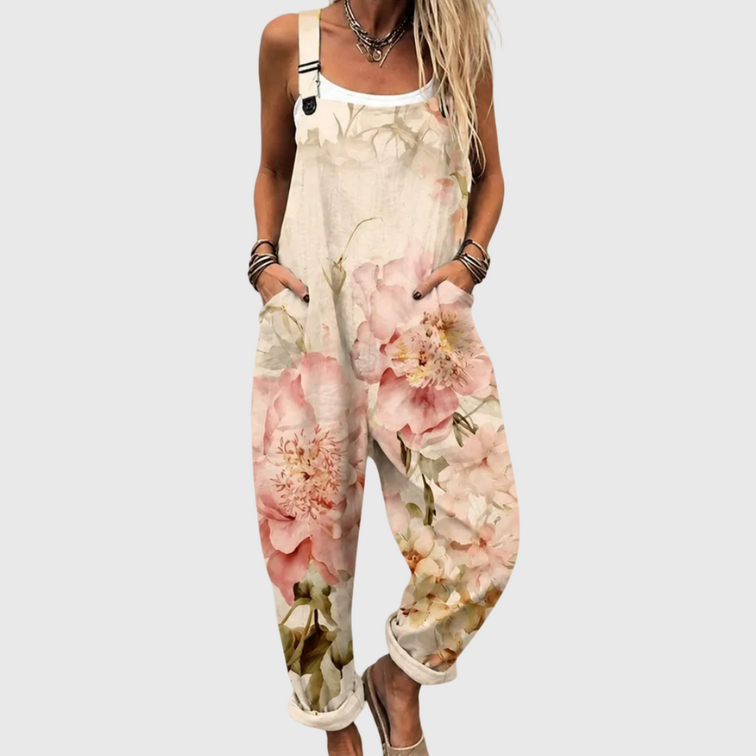SIBEAL - Beige Print Overalls