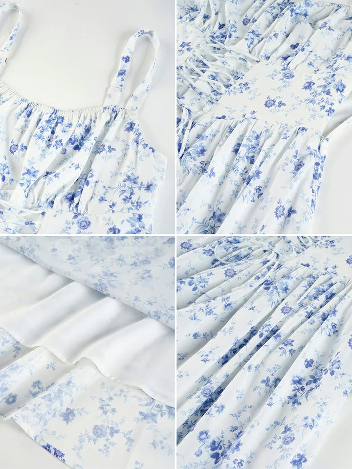 GENEVIEVE™ - Floral Chiffon Flared Sundress