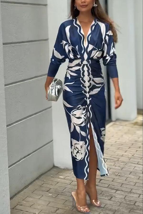 Yolanda™ - Sun Escape Unique Print Dolman Midi Dress