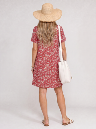 Damaris™ - Short Sleeve Geometric Print Knee Length Dress