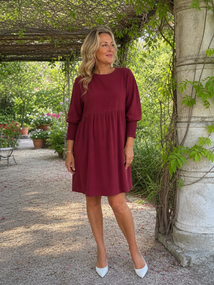 Rosalind™ - Long Sleeve Smocked Cuffs Mini Dress