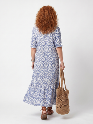 QUITTERIE - Tassel Tie-Neck Printed Midi Dress