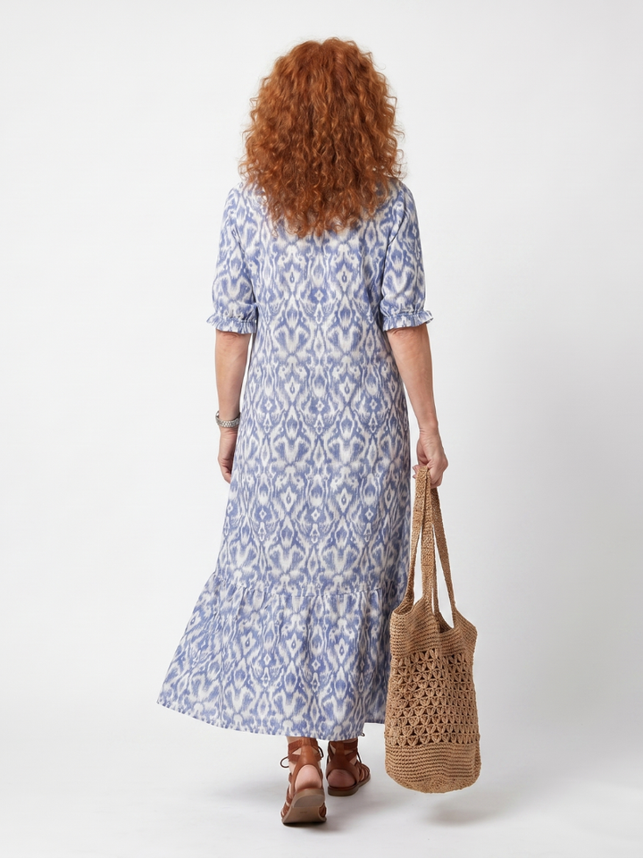 QUITTERIE - Tassel Tie-Neck Printed Midi Dress