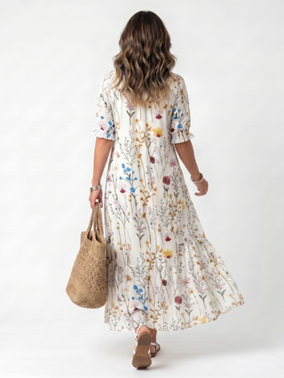 CAPRICE - Botanical Tassel-Tie Midi Dress