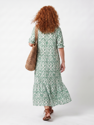 PRISCA - Pattern V-Neck Tassel Midi Dress