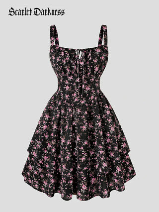 BERTHE™ - Summer Floral Puffy Corset Dress
