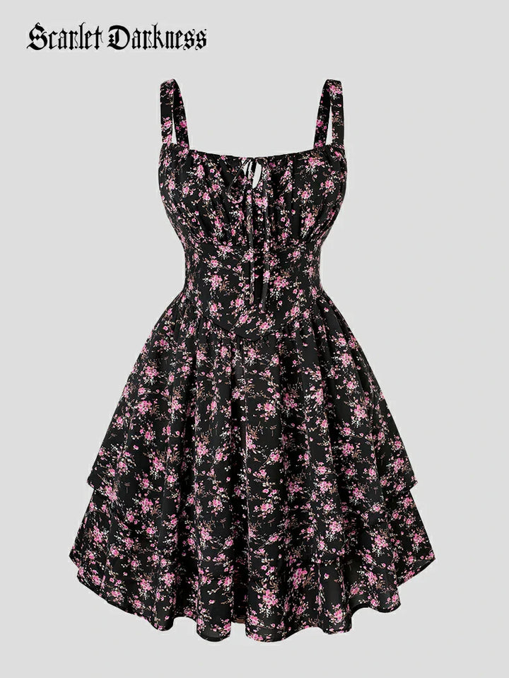 BERTHE™ - Summer Floral Puffy Corset Dress