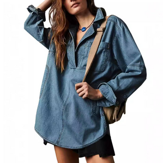 NISHA™ - Chic V-Neck Loose Fit Long-sleeve Top