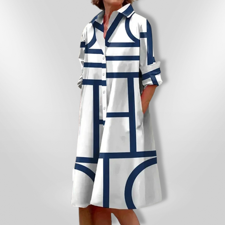 CHEZKA™ - Elegant Geometric Midi Dress